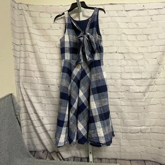 ELIZA J - Gingham Checkered Blue White Dress - Picture 5 of 9